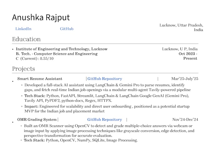 create a ats friendly resume